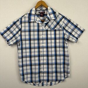 Tony Hawk Men's Medium Button Up Shirt Skater‎ Casual Plaid Short Sleeve